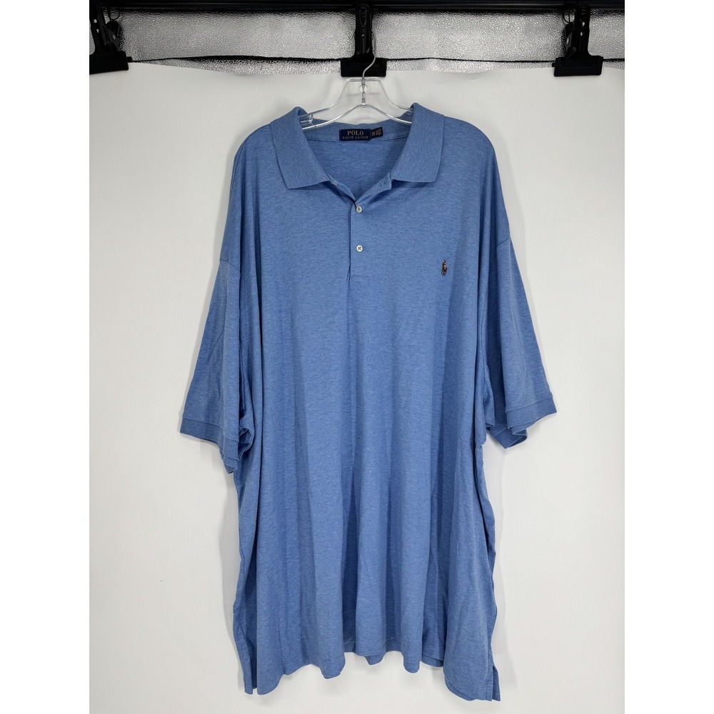 Polo Ralph Lauren Polo Shirt 5XB 5XL Big Light Blue Cotton Short Sleeve Pony